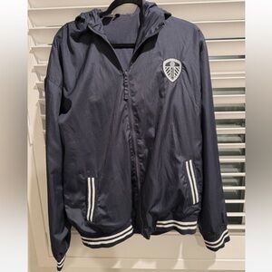 Leeds United Jacket Lightweight Windbreaker Mens Large Dark Blue White Silver